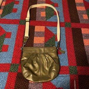 Olive Green Patent Leather Coach Crossbody Bag